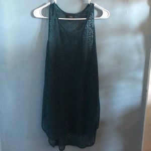 Mossimo See Through Teal Patterned Tunic Tank LG